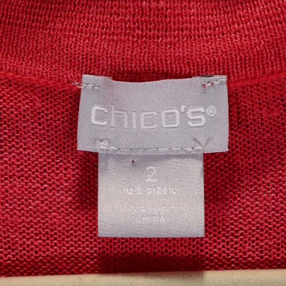Chicos Sweater 2 Womens Large Salmon Pink Linen Blend Knit Semi Sheer New - Picture 3 of 9